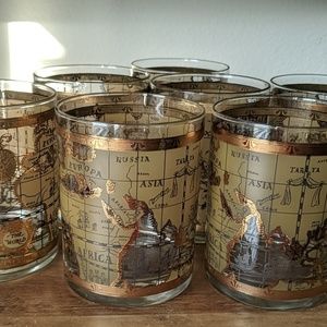 Vintage // gold leaf style globe cups